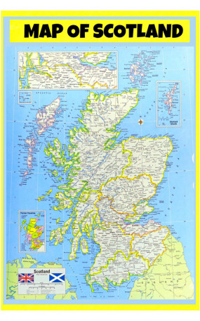 Map of Scotland  - Laminated Wall Map Poster Print Perfect for Classrooms and Homes - Vivid Imagery with Bright Colors