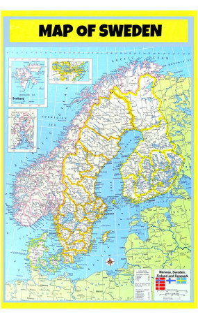 Map of Sweden  - Laminated Wall Map Poster Print Perfect for Classrooms and Homes - Vivid Imagery with Bright Colors