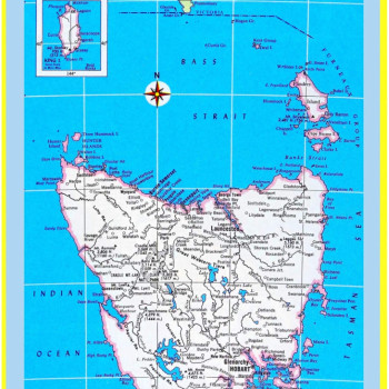 Map of Tasmania  - Laminated Wall Map Poster Print Perfect for Classrooms and Homes - Vivid Imagery with Bright Colors