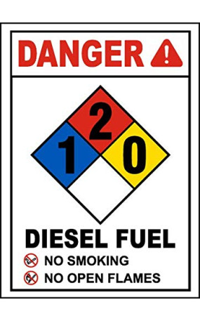 Vinyl Stickers - Bundle - Safety and Warning Signs Stickers - NFPA Diesel Fuel 1-2-0 Sign