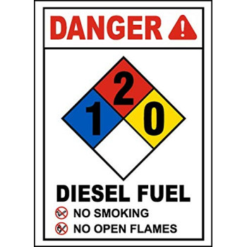 Vinyl Stickers - Bundle - Safety and Warning Signs Stickers - NFPA Diesel Fuel 1-2-0 Sign