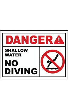 Vinyl Stickers - Bundle - Safety and Warning Signs Stickers - Danger Shallow Water No Diving Sign