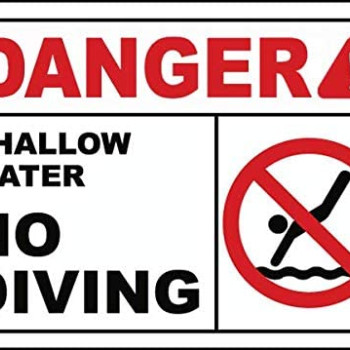 Vinyl Stickers - Bundle - Safety and Warning Signs Stickers - Danger Shallow Water No Diving Sign
