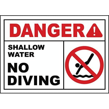 Vinyl Stickers - Bundle - Safety and Warning Signs Stickers - Danger Shallow Water No Diving Sign