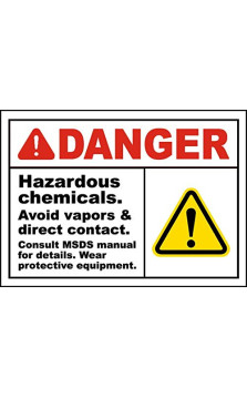 Vinyl Stickers - Bundle - Safety and Warning Signs Stickers - Danger Hazardous Chemicals Sign