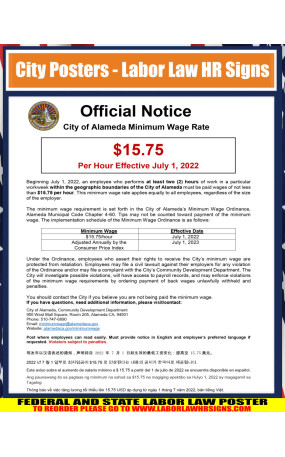 CALIFORNIA - Alameda - Minimum Wage City Poster