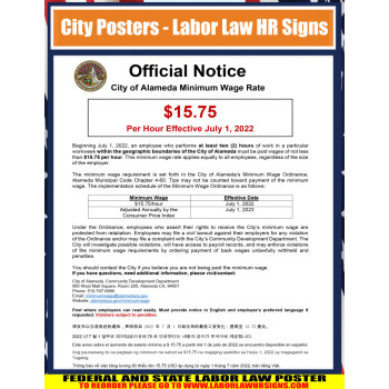 CALIFORNIA - Alameda - Minimum Wage City Poster