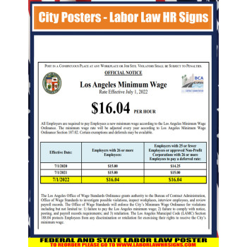 CALIFORNIA - Los Angeles- Minimum Wage City Poster