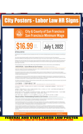 CALIFORNIA - San Francisco  - Minimum Wage City Poster