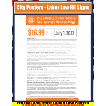 CALIFORNIA - San Francisco  - Minimum Wage City Poster