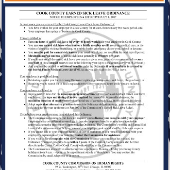 Illinois - Cook Country Earned Sick Leave Ordinance