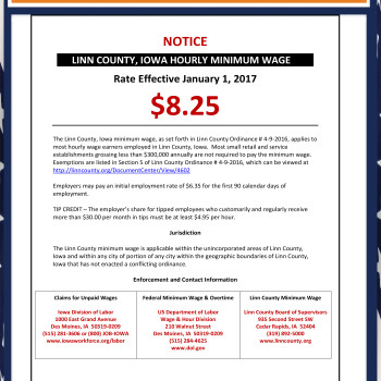 Iowa - Linn County - Min Wage City Poster