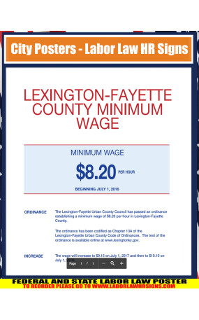 Kentucky - Lexington - Min Wage City Poster