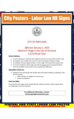 Maine - Portland - Minimum Wage City Poster