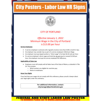Maine - Portland - Minimum Wage City Poster