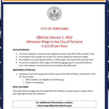 Maine - Portland - Minimum Wage City Poster
