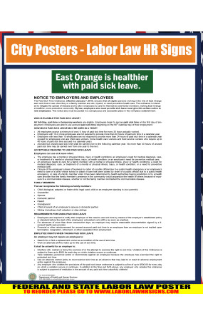 New jersy - East Orange Paid Sick Leave City Poster