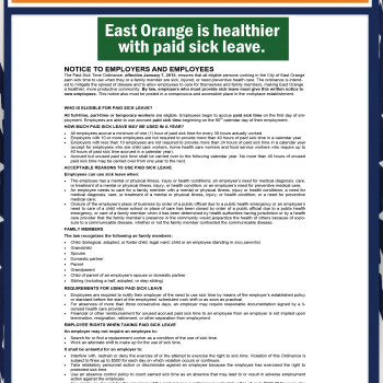 New jersy - East Orange Paid Sick Leave City Poster