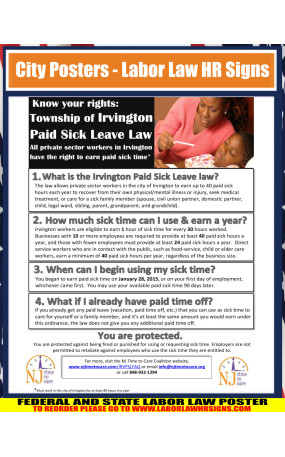 New jersy - Irvington Paid Sick Leave City Poster