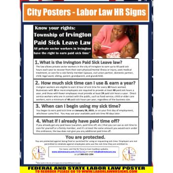 New jersy - Irvington Paid Sick Leave City Poster