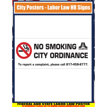 Texas - Arlington No Smoking per City Ordinance City Poster
