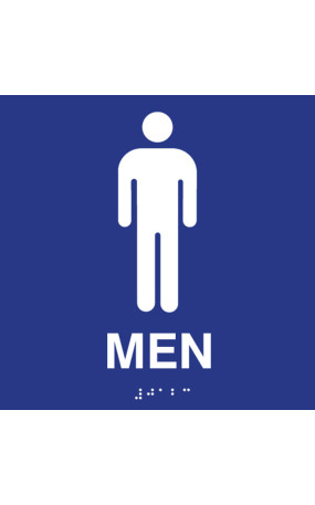 ADA Compliant Mens Restroom Wall Sign with Tactile Text Braille
