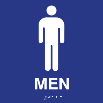 ADA Compliant Mens Restroom Wall Sign with Tactile Text Braille