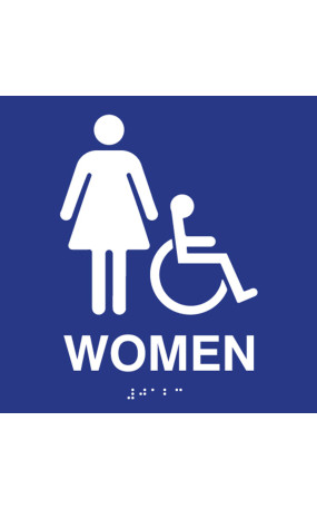 ADA Compliant Accessible Womens Restroom Wall Sign with Wheelchair Symbol