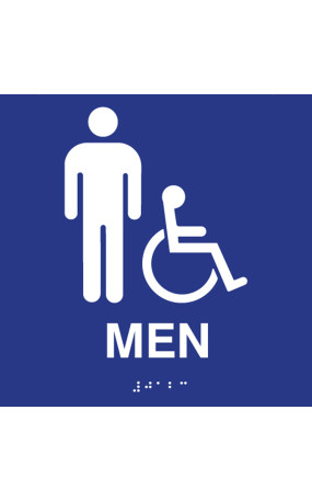 ADA Compliant Accessible Mens Restroom Wall Sign with Wheelchair Symbol