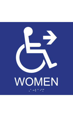 ADA Accessible Symbol Women Restroom Wall Sign - Right Arrow