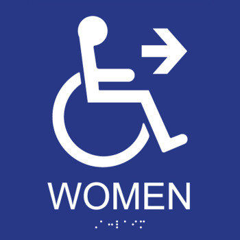 ADA Accessible Symbol Women Restroom Wall Sign - Right Arrow
