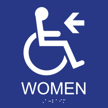 ADA Accessible Symbol Women Restroom Wall Sign - Left Arrow