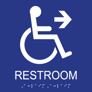 ADA Accessible Symbol Restroom Wall Sign - Right Arrow