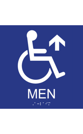 ADA Accessible Symbol Men Restroom Wall Sign - Ahead Arrow