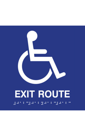 ADA Compliant Accessible Symbol Exit Route Sign with Text and Braille