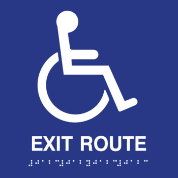 ADA Compliant Accessible Symbol Exit Route Sign with Text and Braille