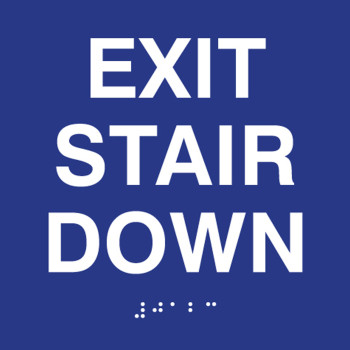 ADA Compliant Exit Stair Down Sign with Braille