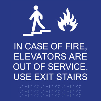 ADA In Case of Fire Use Exit Stairs Sign - Tactile Text & Braille