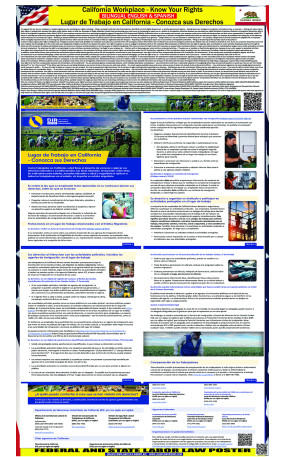 California Workplace - SB294 Know Your Right Notice. Bilingual Poster English & Spanish All in One. Know Your Rights - Lugar de Trabajo en California Conozca sus Derechos - Workplace Know Your Rights Act Poster - Bilingual