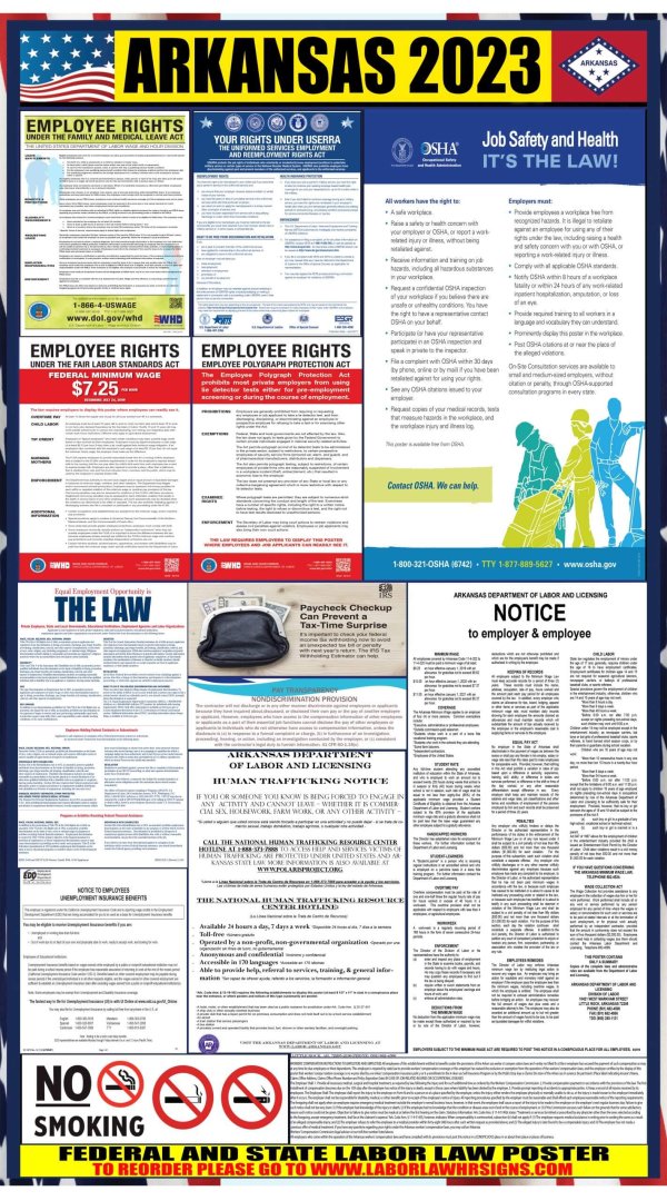 2023 Arkansas Labor Law Posters ⭐ State, Federal, OSHA LABORLAWHRSIGNS