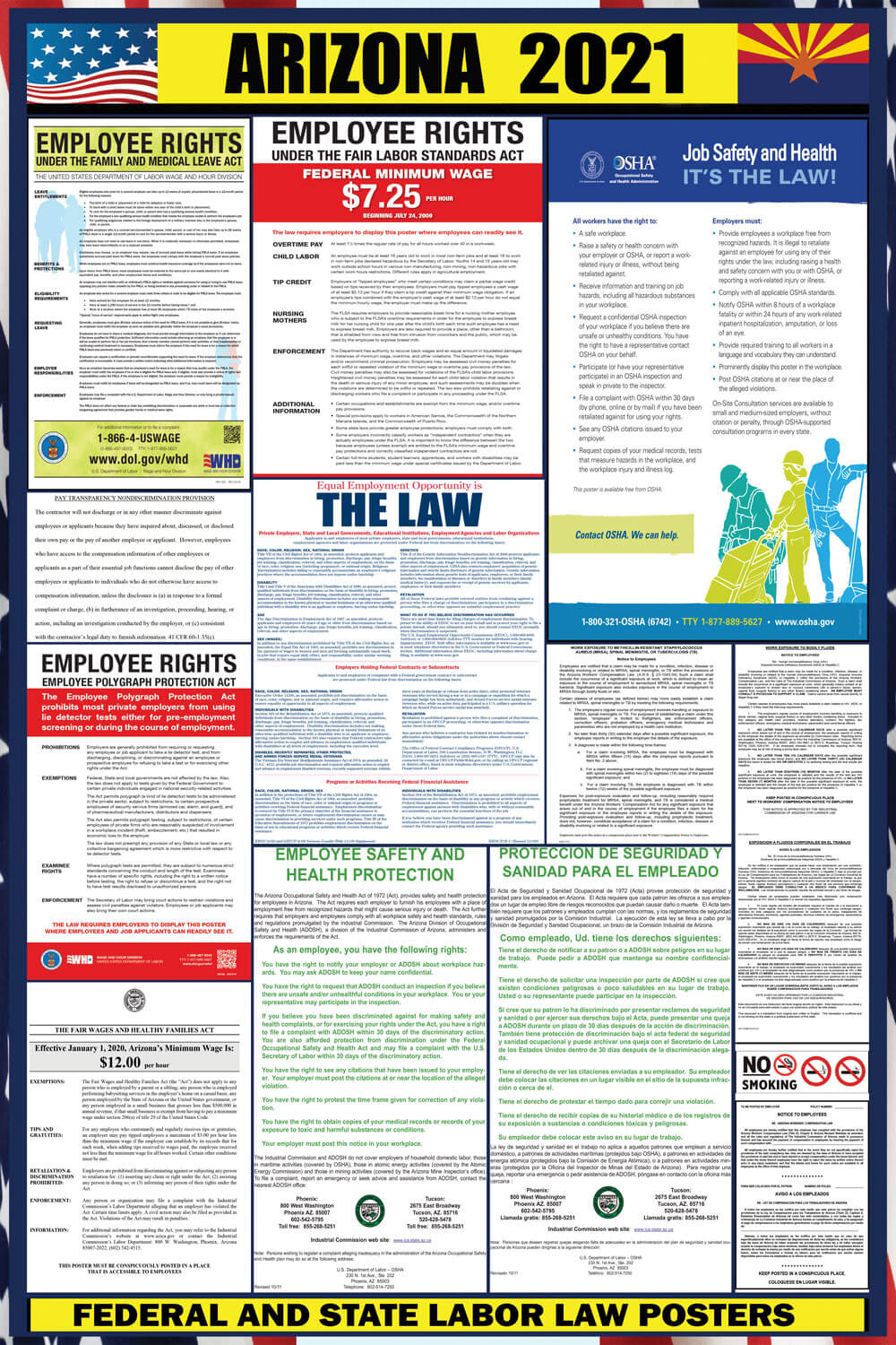 2021 Arizona Labor Law Posters State Federal Osha Laborlawhrsigns