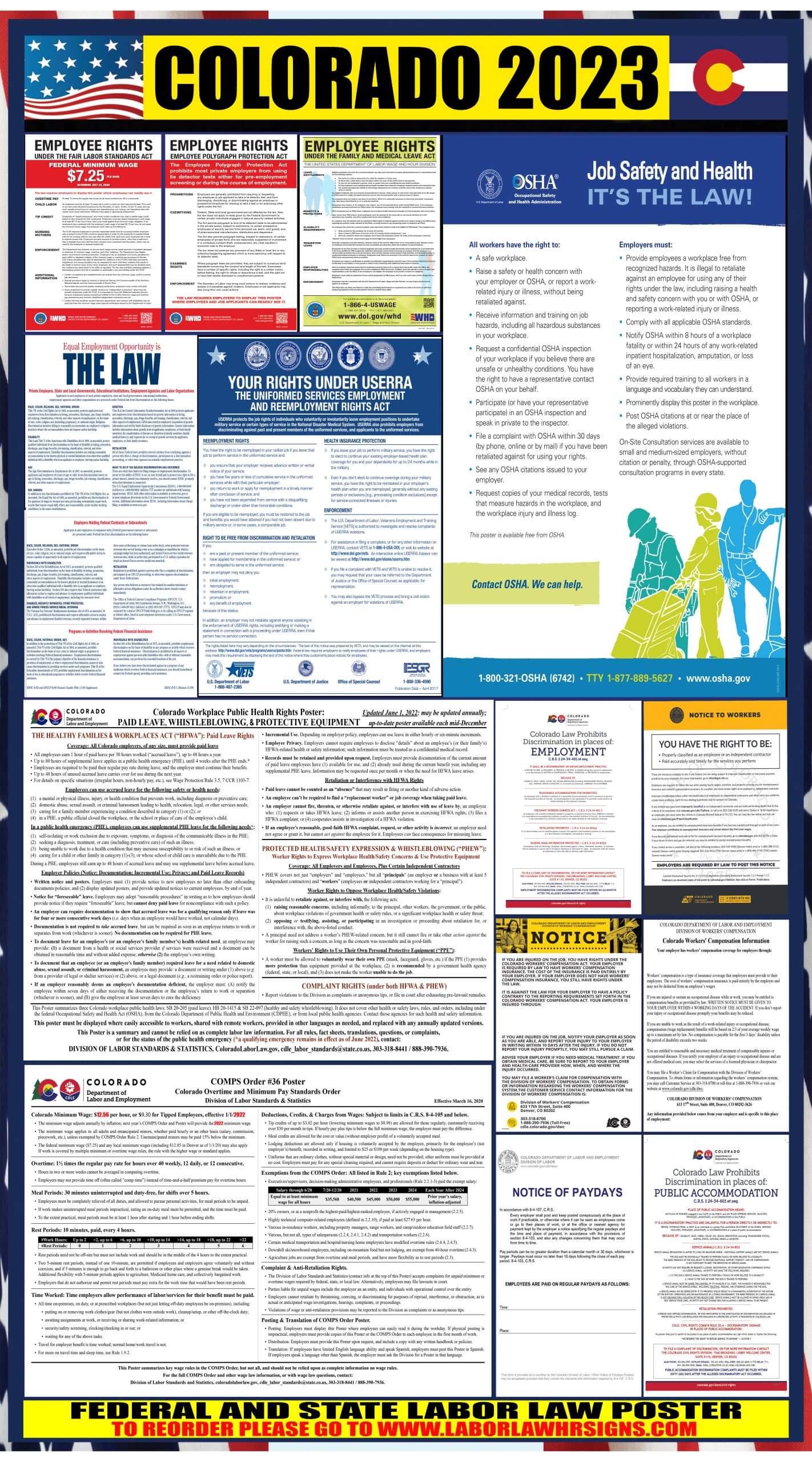 2023 Colorado Labor Law Posters State Federal OSHA LABORLAWHRSIGNS