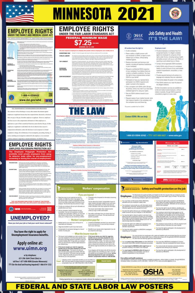 2021 Minnesota Labor Law Posters ⭐ State, Federal, OSHA LABORLAWHRSIGNS