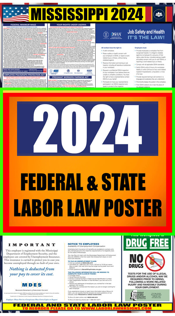 2024 Mississippi Labor Law Posters ⭐ State, Federal, OSHA