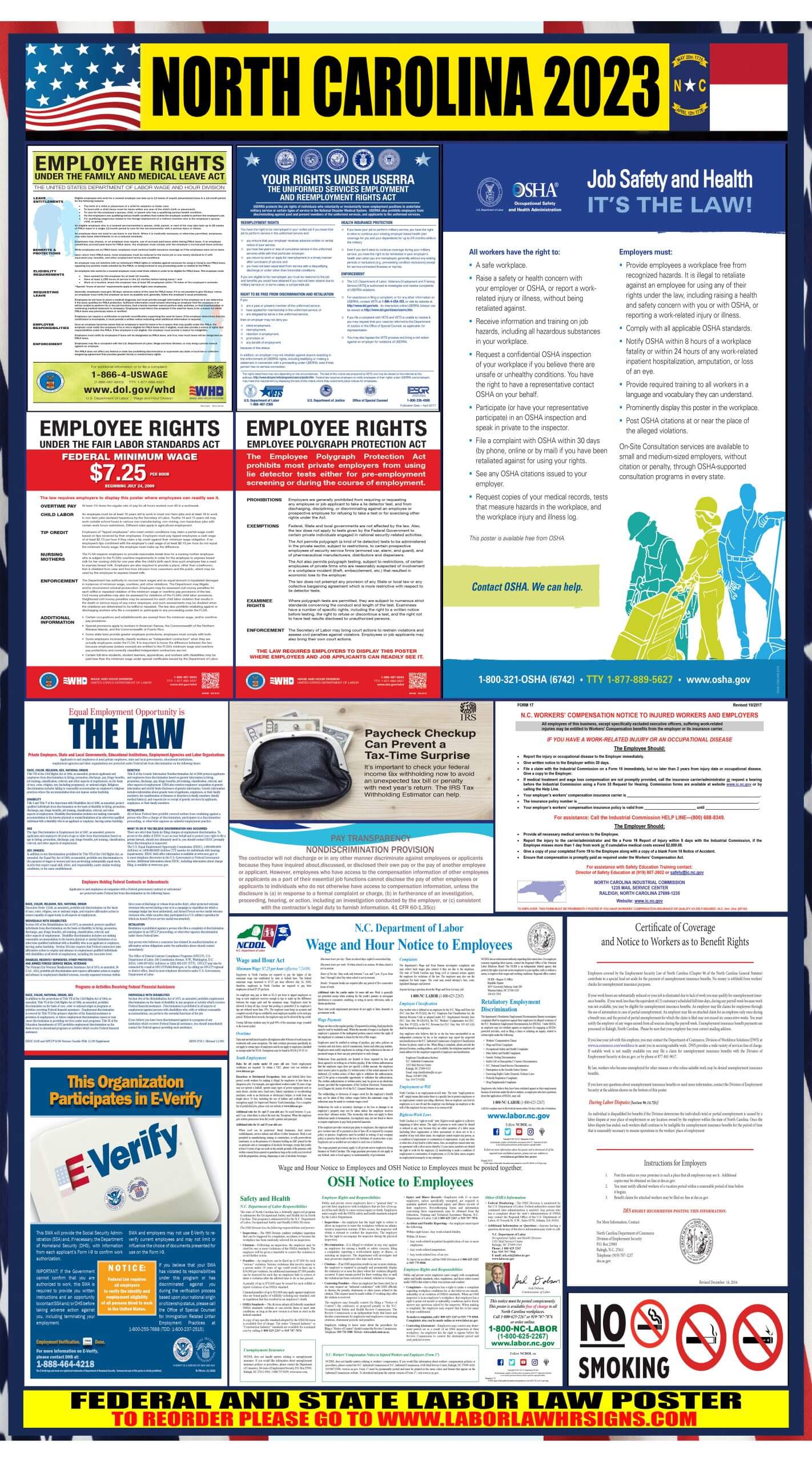 2023 North Carolina Labor Law Posters ⭐ State, Federal, OSHA