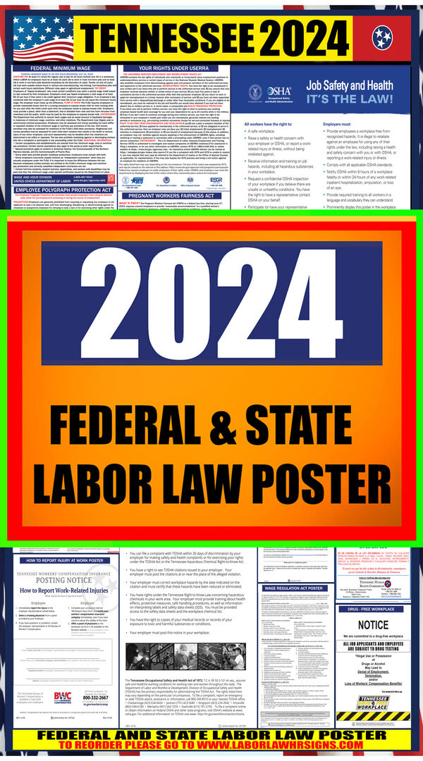 2024 Tennessee Labor Law Posters ⭐ State, Federal, OSHA LABORLAWHRSIGNS
