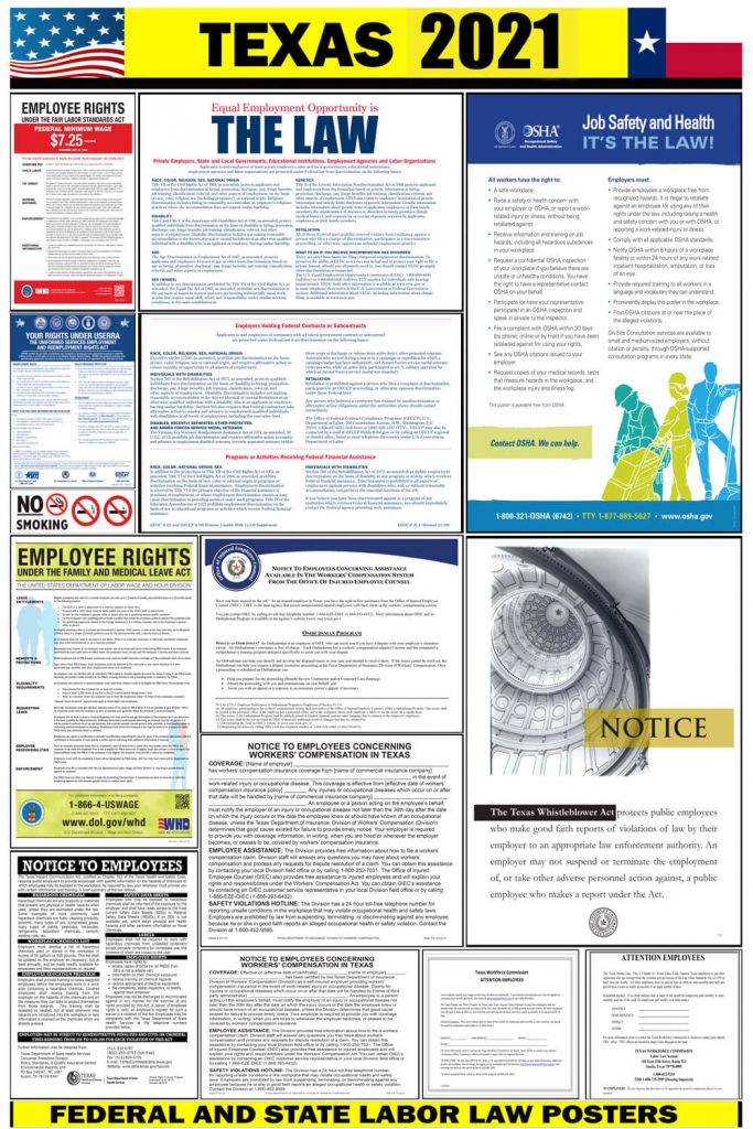 2021 Texas Labor Law Posters ⭐ State, Federal, OSHA LABORLAWHRSIGNS