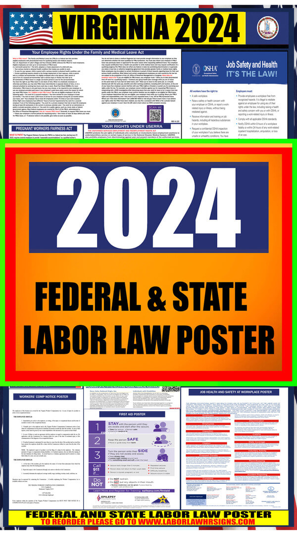 2024 Virginia Labor Law Posters ⭐ State, Federal, OSHA LABORLAWHRSIGNS