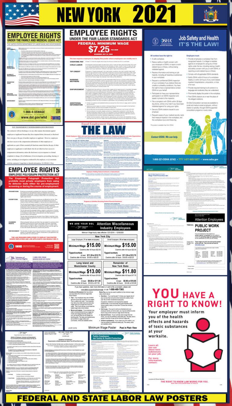 2021 New York Labor Law Posters ⭐ State, Federal, OSHA LABORLAWHRSIGNS