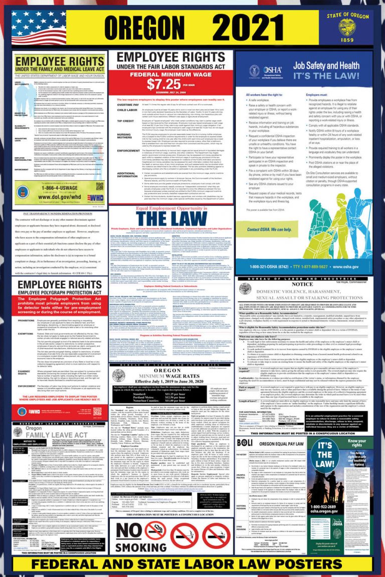 2021 Oregon Labor Law Posters ⭐ State, Federal, OSHA LABORLAWHRSIGNS